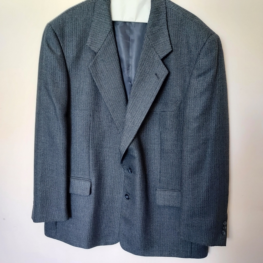 Corragio Wool Blend Blue & Black Sport Coat Blazer 48R Office Work Church Formal